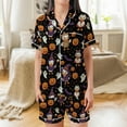 thumbnail image 2 of Lotusprinthandmade Halloween Duck and Pumpkin Graphic All-over Print Satin Short-Sleeve Pajamas Set (XL), duck and pumpkin sleepwear set, 2 of 7