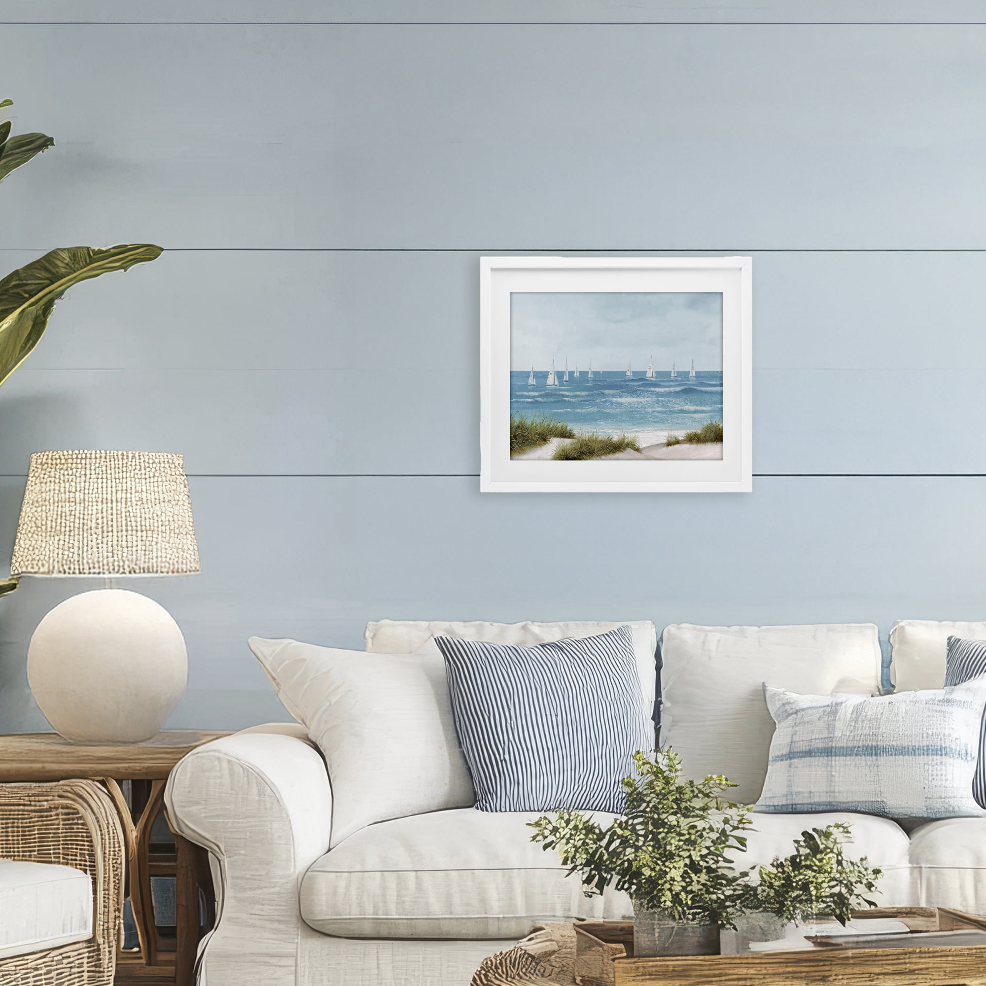 Stupell Industries Sail Away Seaside Boats White Framed Print Under Glass, design by Lorenzo Collective