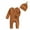 Brown, variant on Bagilaanoe Newborn Baby Girls Boy One-pieces Long Sleeve Jumpsuit + Hat Infant Ribbed Romper Casual Clothing