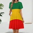 thumbnail image 2 of Ethiopian Flag Short Sleeve Dress Women Summer Evening Dresses Ladies Sundress, 2 of 7