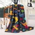 thumbnail image 2 of DarkBlue Cartoon Dinosaurs Planets Pattern Blanket,Comfortable Soft Flannel Throw Blanket,All Season,Warm Lightweight Blankets for Sofa Bed Couch Living Room Chair,40"x50", 2 of 4