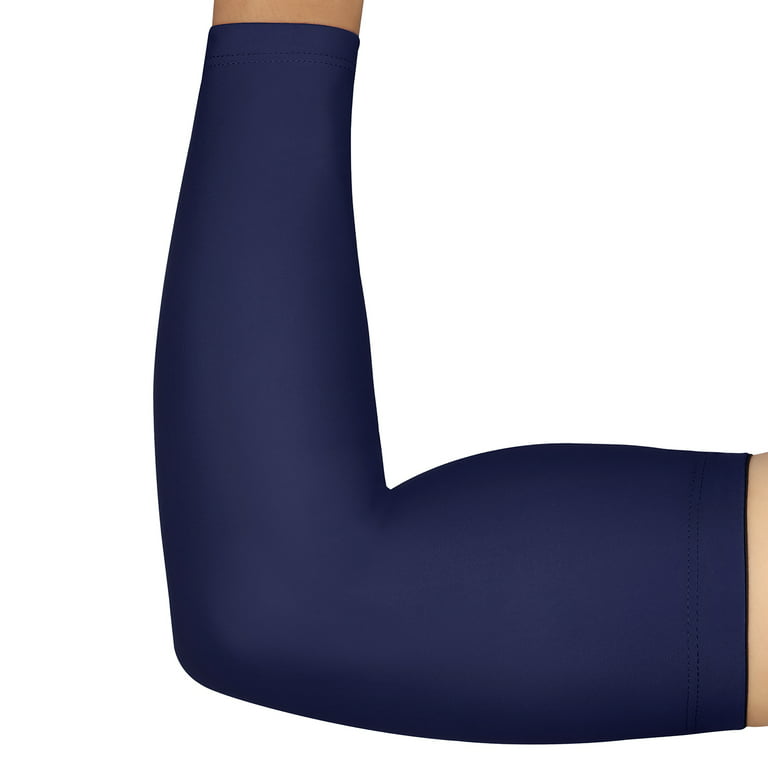 HDE Arm Sleeves for Men Women, Compression Sleeve Arm UV Protection  Basketball Baseball Football (Adult Medium, Navy Blue) 