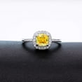 thumbnail image 3 of Uloveido White Gold Plated CZ Crystal Halo Solitaire Engagement Rings for Women, Charm Wedding Rings (Yellow, Size 8) Y3100, 3 of 7