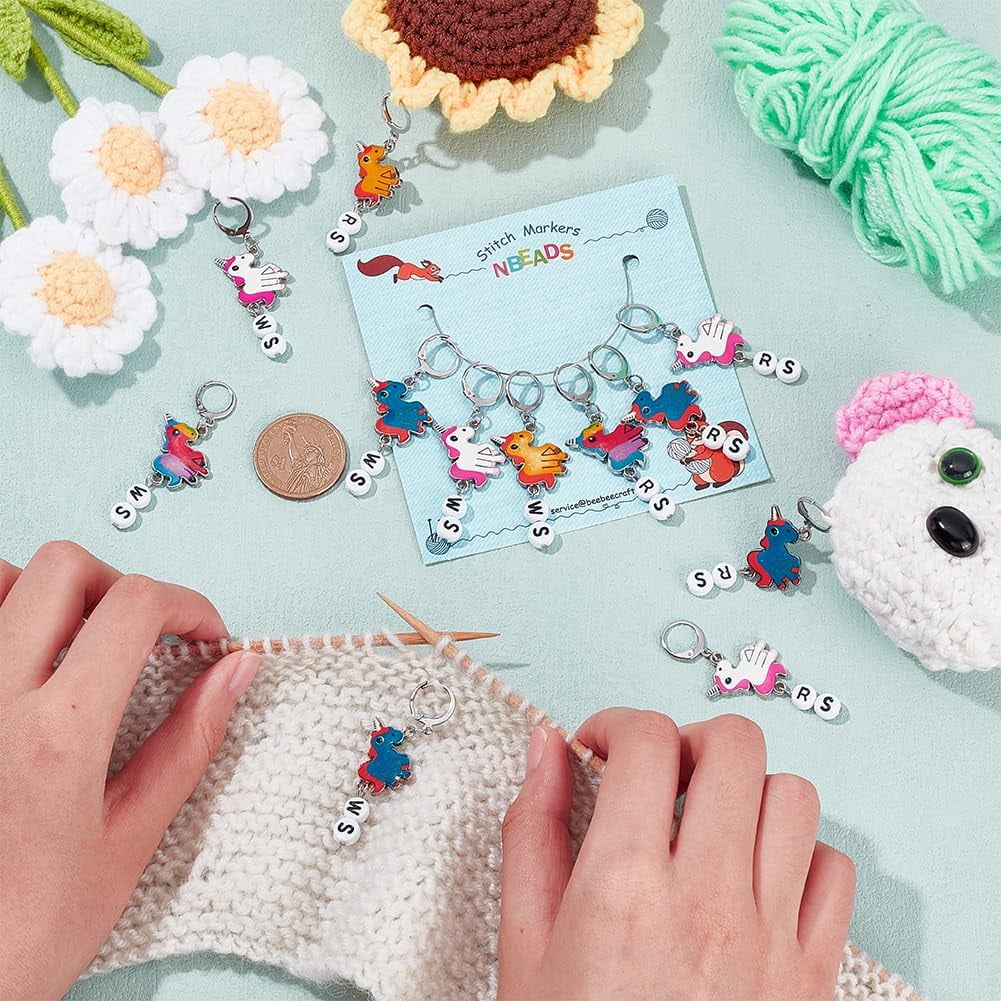 Brei Hulpmiddelen NBEADS 32 Pcs Fruit Alloy Enamel Stitch Markers Hook Stitch Marker Charms Locking Stitch Marker With 304 Stainless Steel Clasp For Crochet Weaving Steekmarkeerders Voor Haken
