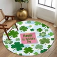 thumbnail image 2 of Round Rugs 5 Ft, Pink St. Patrick's Day Non Slip Area Rugs for Kitchen Bedroom Entryway, Green Shamrock Leaves Blue Cloud Washable Carpet Runner Rug Floor Mats for Bedroom Home Decor, 2 of 8