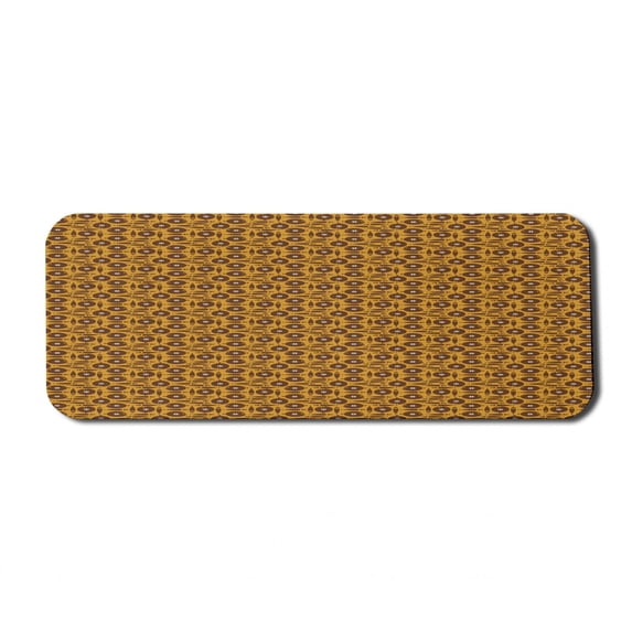 Fish Computer Mouse Pad, Retro Style Coffee Tones Flat and Long Fish with Flowers, Rectangle Non-Slip Rubber Mousepad Large, 31" x 12" Gaming Size, Pale Coffee Chocolate, by Ambesonne