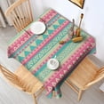 thumbnail image 2 of Pink and Blue Triangle Pattern Square Tablecloth,Waterproof Square Table Cover,Wipeable Spillproof Washable Table Cover for Home Kitchen Party Decor 42"X42"(107x107cm), 2 of 6