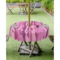 thumbnail image 4 of Fsddascl Pink Purple Geometric Outdoor Tablecloth - 60 Inch Round Dining Table Cover, Modern Art Abstract Waterproof Outdoor Table Cloth with Umbrella Hole & Zipper for Picnic/Patio/Party, 4 of 7