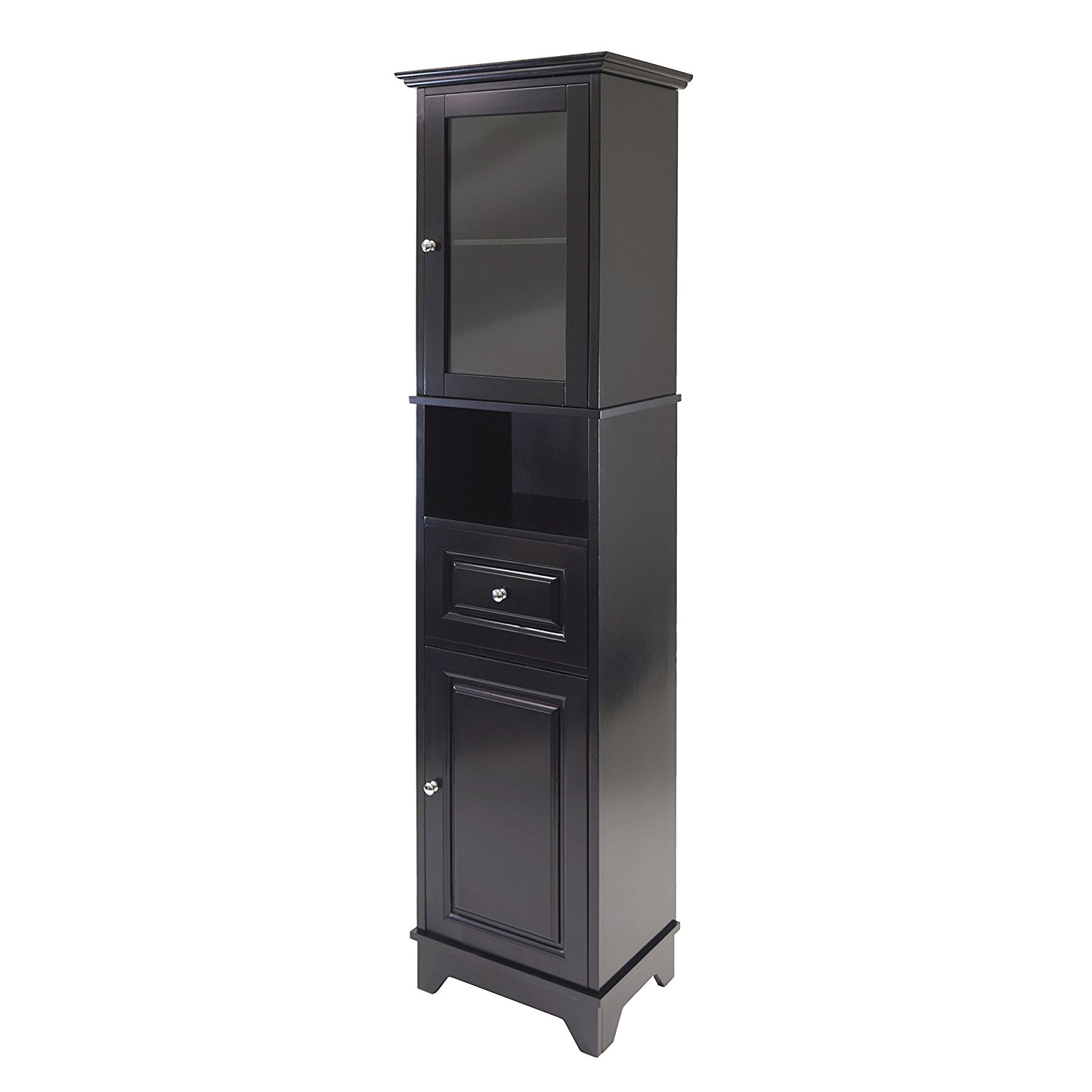 Winsome Wood Alps Tall Cabinet With Glass Door And Drawer Walmart Com Walmart Com
