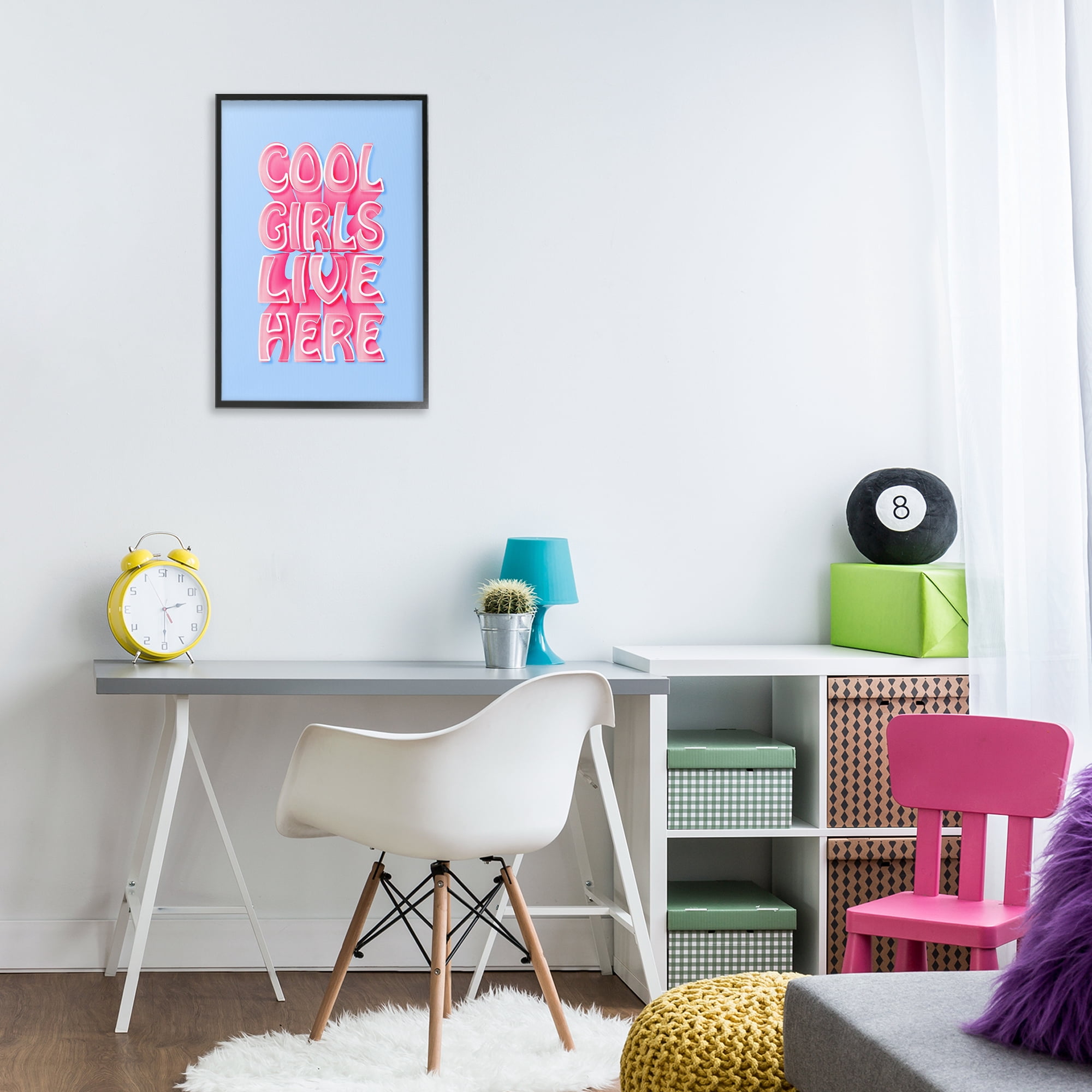 Stupell Industries Cool Girls Live Here Typography Painting Black Framed Art Print Wall Art, 16 x 24