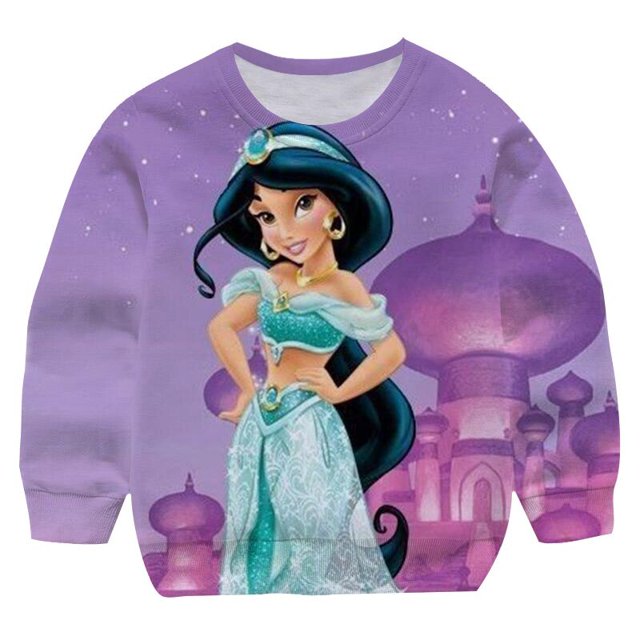 Sudaderas con capucha de dibujos animados para niños, sudadera de princesa Jasmine, abrigo de primavera y otoño para niñas, prendas de vestir informales de manga larga para niños, ropa para bebés 8T Gao Jinjia LED