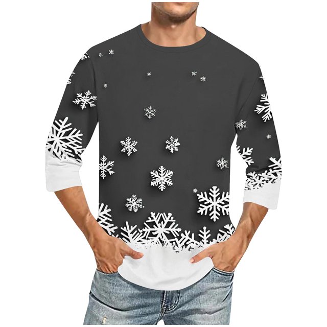 Camisas de Manga Larga para Hombres Imprimir Casual Cuello Redondo Blusa de Manga Corta, Camisas de Lino para Hombres