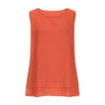 thumbnail image 5 of Chiffon Tops for Women Trendy Summer Tanks Crew Neck Sleeveless Layered Flowy Shirt Blouses Solid Color (L, Orange), 5 of 7