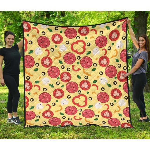 Pizza Tomate Salami Texture Pattern Premium Quilt