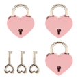 thumbnail image 1 of Add A Charming Touch To Your Locks With 3 Sets Small Metal Heart Shaped Padlock - Pink, With Key, 1 of 5