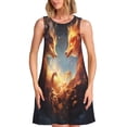 thumbnail image 1 of Balery Red And Gray Flame Fox Vestidos de verano para mujer con estampado: vestido holgado sin mangas, vestido playero informal y cómodo para días calurosos., 1 of 7
