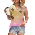 thumbnail image 7 of Cavosen Blouse for Women 3/4 Sleeve V Neck Cute Sweatshirt Star Lightweight Oversized Pullover Soft Spring Orleans Party Tops, 7 of 7