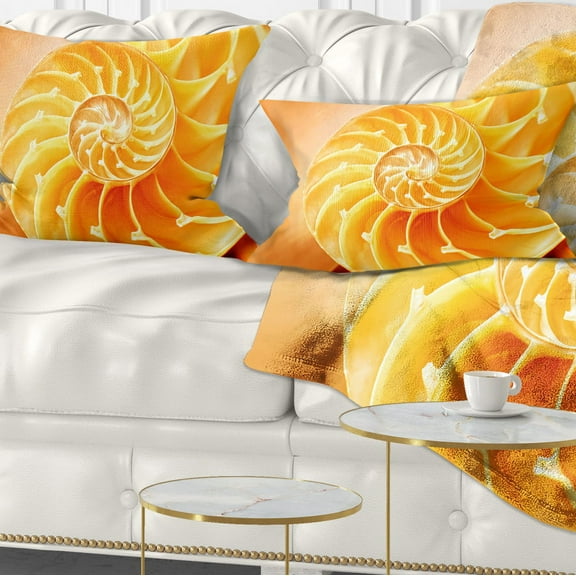 Designart Yellow Nautilus Shell - Contemporary Throw Pillow - 12x20