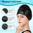 thumbnail image 3 of 2 Pack Large Swim Caps for Long Hair, Silicone Swimming Cap for Adult Women Men, Waterproof Swim Hats Bathing Caps to Keep Hair Dry with Bonus Nose Clip and Earplugs-B005, 3 of 7