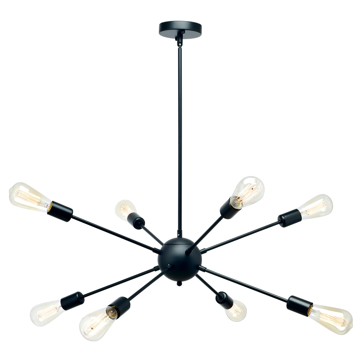 8-Light Matte Black Sputnik Chandelier Modern Pendant Lighting Industrial Ceiling Light Fixture for Living Room Dining Room Bedroom Kitchen Coffee Bar