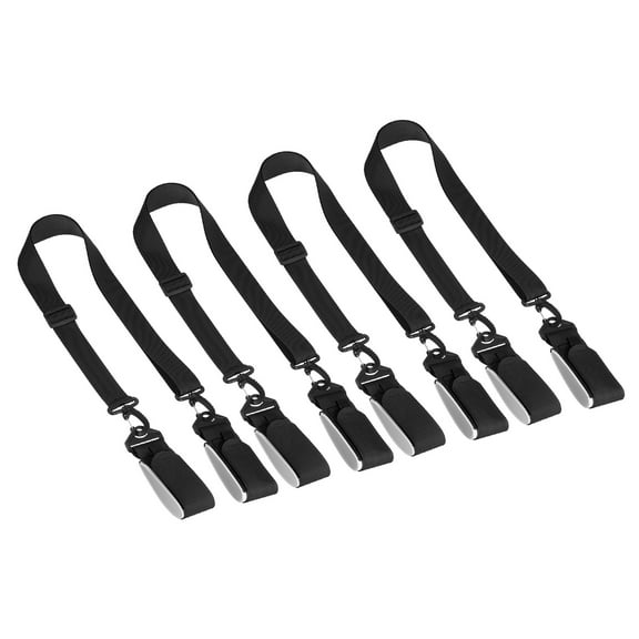 Uxcell 140cmx3.8cm Ski Strap & Pole Carrier, 4 Sets Ski Carrier Strap, Black