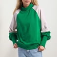 thumbnail image 4 of WEAIXIMIUNG Mignons Chandails Femmes Manches Color Block Col Montant Manches Longues Chandail Décontracté Haut, 4 of 8