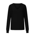 thumbnail image 4 of Aobny Cotton Spring Womens Sweaters Black Long Sleeve Stockinette V-Neck Pullover Fitted Sweaters for Adult Workwear, 4 of 6