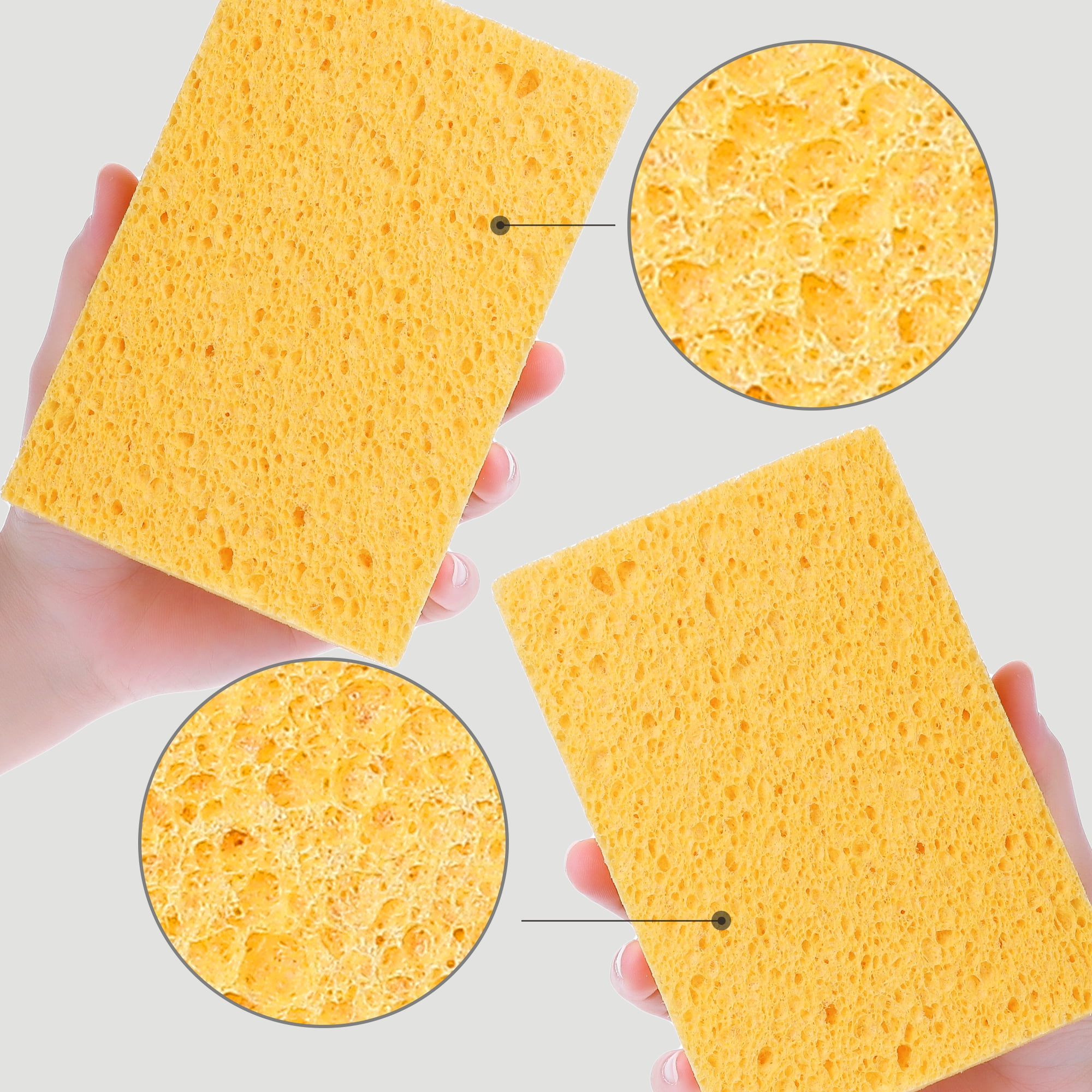 Unique Bargains Cellulose Sponges Cleaning Sponges Non-Scratch Scrubber Yellow 6"x4"x2"