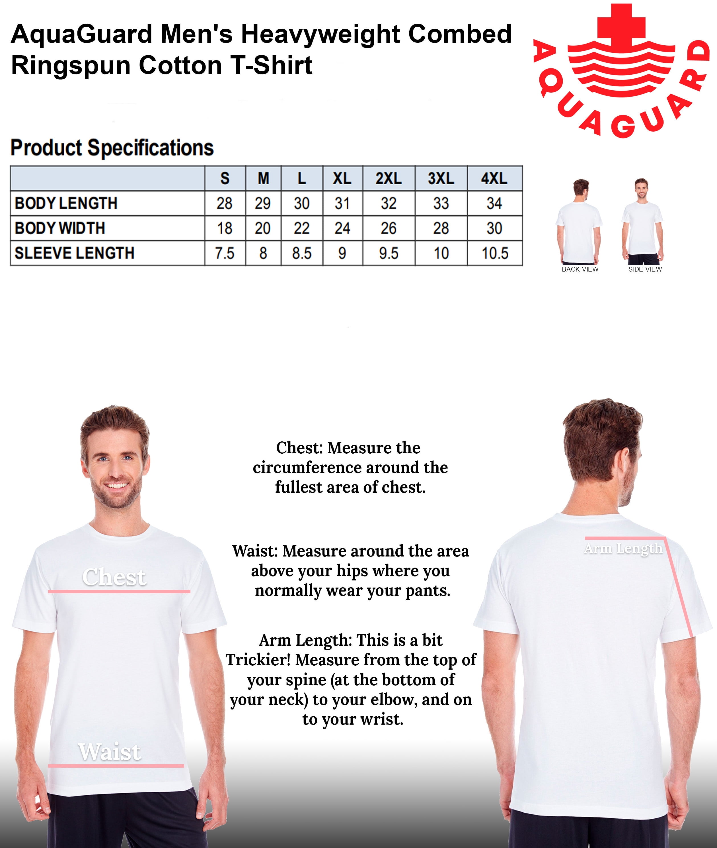Aquaguard Men's Cotton Crewneck Heavyweight T-Shirt Shortsleeve- 3 Pack