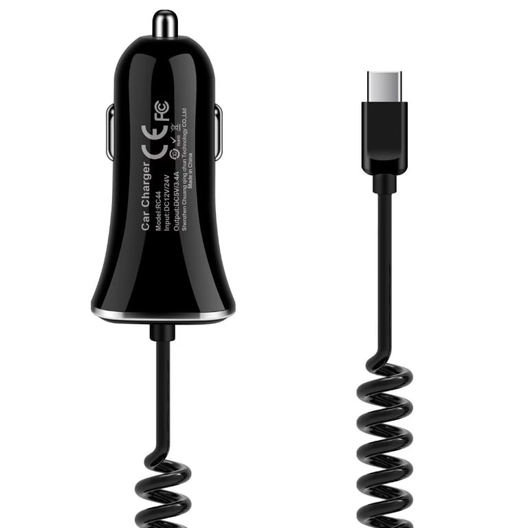 samsung cigarette lighter charger Car Charger,Car Charger Adapter USB C Type C Car Charger with Built-in  Coiled Stretchable Car Cigarette Lighter Socket Usb C Charging Cable for