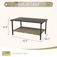 thumbnail image 6 of INTER HUT Brown Patio Steel Rectangular Coffee Table with Wood Grain Top, Wicker Shelf, Indoor & Outdoor Use, 6 of 8