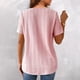 thumbnail image 4 of Estrela Camisas con Botones de Manga Corta para Mujer Top Informal con Cuello en V de Encaje a la Moda para Primavera Verano Rosa L, 4 of 6