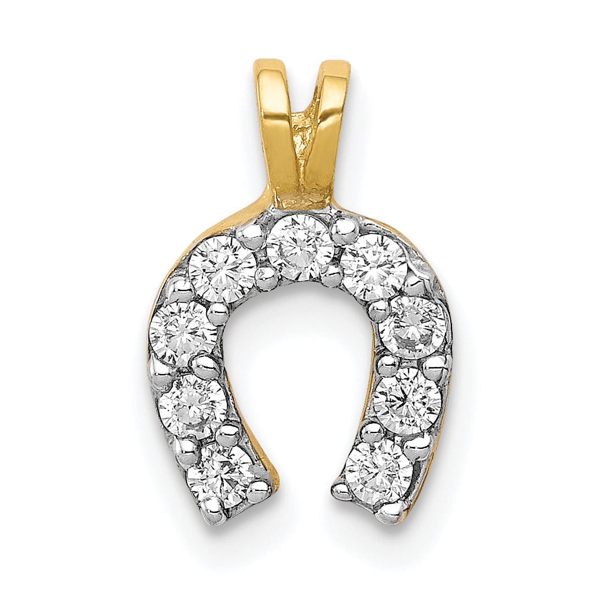 Pendentif Breloque Collier Fer à Cheval en Or Jaune 10k Petit Zircon Cubique Cz Animal Cheval Mule Âne