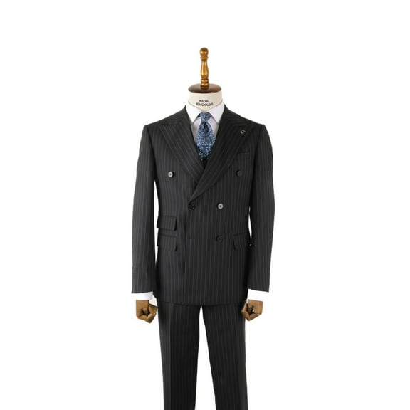 Black Suit, Double Breasted Swallow Collar Woven Men's Suit