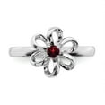 thumbnail image 4 of 925 Sterling Silver Stackable Expressions Polished Garnet Flower Ring Size: 5; for Adults and Teens; for Women and Men, 4 of 5