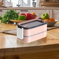 thumbnail image 1 of Double Layer Stainless Steel Insulated Lunch Box with 1400ML Capacity, Leak-Proof Sealed Design, Microwave Safe Bento Box with Divided Compartments for Work or Travel,YISHFHP,Pink, 1 of 8