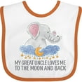 thumbnail image 3 of Inktastic My Great Uncle Loves Me to the Moon and Back Elephants Boys or Girls Baby Bib, 3 of 4