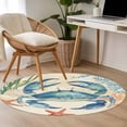 thumbnail image 4 of Round Rugs 4Ft, Blue Teal Crab Coastal Round Area Rug Washable Indoor Throw Carpet, Nautical Beach Coral Starfish Soft Non Slip Circle Rug for Kitchen Nursery Room Home Decor Aesthetic, 4 of 8