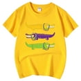 thumbnail image 5 of T-shirts Filles Été Décontracté Imprimé Alligators Col Rond Manches Courtes Hauts Filles Jaune 10-11 Ans, 5 of 5