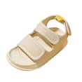 thumbnail image 2 of XIMIN Kids Open Toe Breathable Mesh Sandals with Adjustable Hook Loop Straps Non Slip Footwear for Beach Summer Casual Outdoor Wear (Beige, 4.5-5 Years), 2 of 4