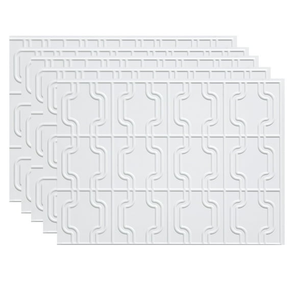 FASÄDE Chain Decorative Vinyl 18in x 24in Backsplash Panel in Matte White (5 Pack)