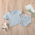 thumbnail image 4 of IROINNID Infant Girl's Solid Ribbed Stitch Tops Shorts Outfits Set, 4 of 9