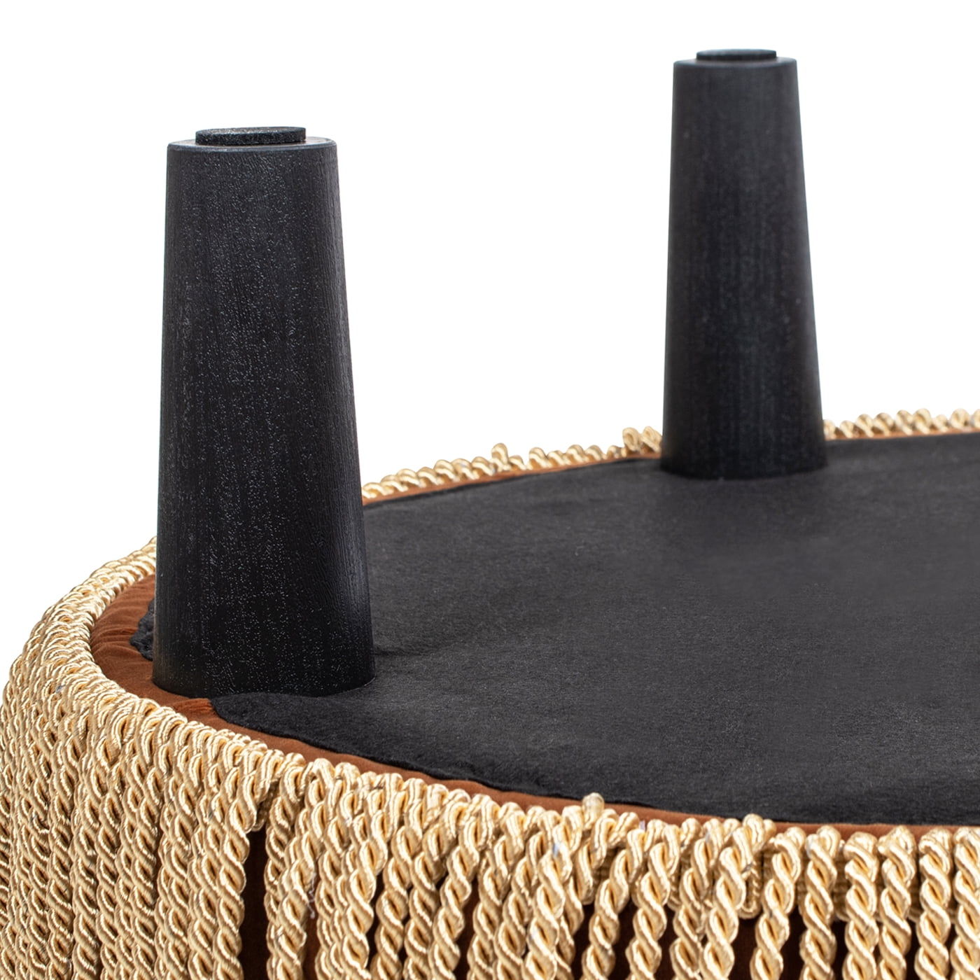 Jennifer Taylor Home Yolanda 24" Round Upholstered Accent Ottoman, Burnt Orange Performance Velvet