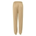 thumbnail image 6 of Pants for Women High Waisted Elastic Wide Leg Nine-Point of Sweatpants Drawstring Straight Leg Trousers (Small, Beige), 6 of 6