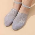 thumbnail image 4 of Clearance Sale Ukumplol Womens Socks Stockings 1 Pairs Women's Pearl Lace Breathable Ballerina Non Slip Transparent Low No Show Socks Womens Gray One Size, 4 of 6