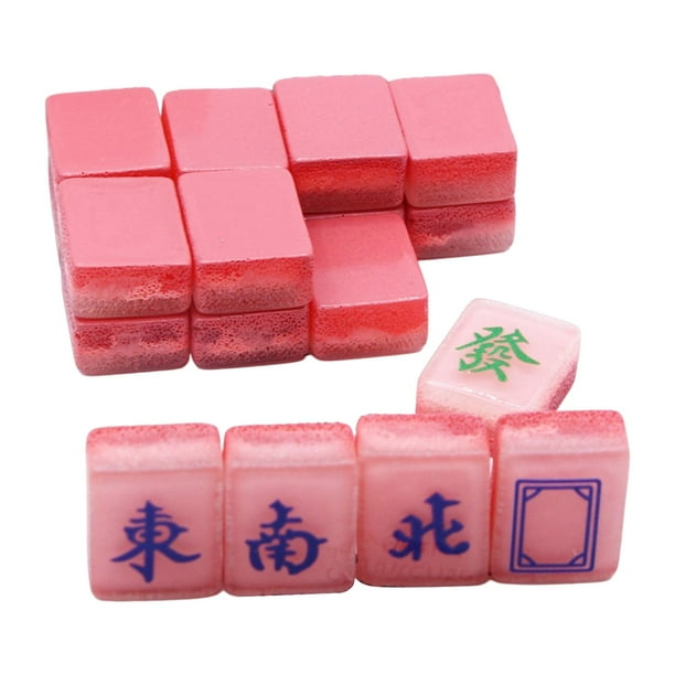 18 piezas Mahjong llavero colgante, clave colgante encantos DIY Craft, resina chino Mahjong azulejos llavero colgante para bolso, adornos de llavero Rosa