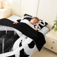 thumbnail image 3 of Homewish Swirl Stripes Twin Comforter Sets,Aesthetic Artwork Bedding Set,White Black,Black Reversible,2-Piece,1 Comforter and 1 Pillowcase, 3 of 7