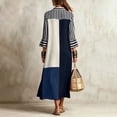 thumbnail image 5 of SAWOBUUN Womens Boho Striped Shirt Dress 3/4 Sleeve Color Block Button Maxi Dress Loose Fit Casual Beach Sundress, 5 of 5