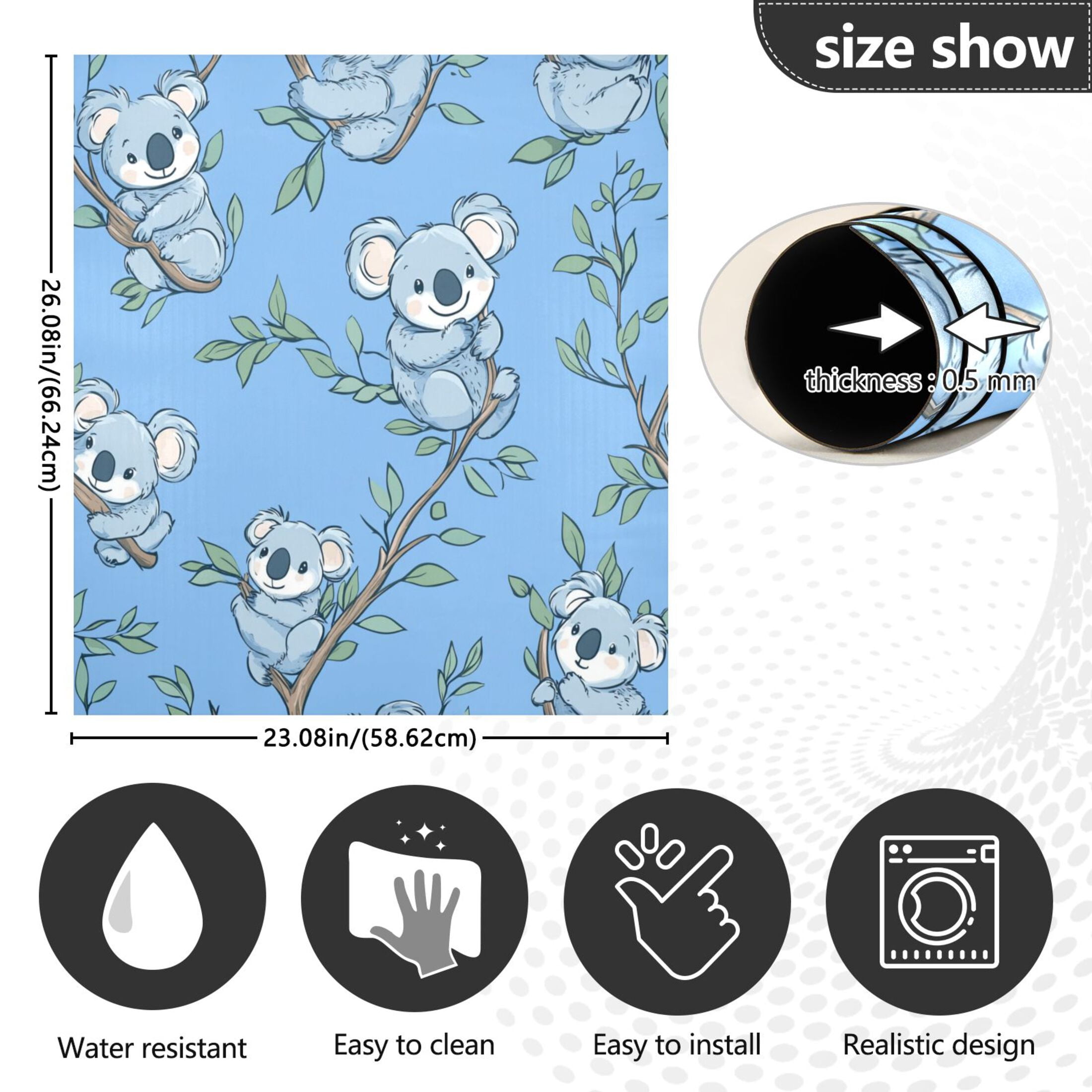 Dishwasher Magnetic Refrigerator Magnet Cover Sticker Home Decorative 23"x26" Lovely Cartoon Blue Koalas