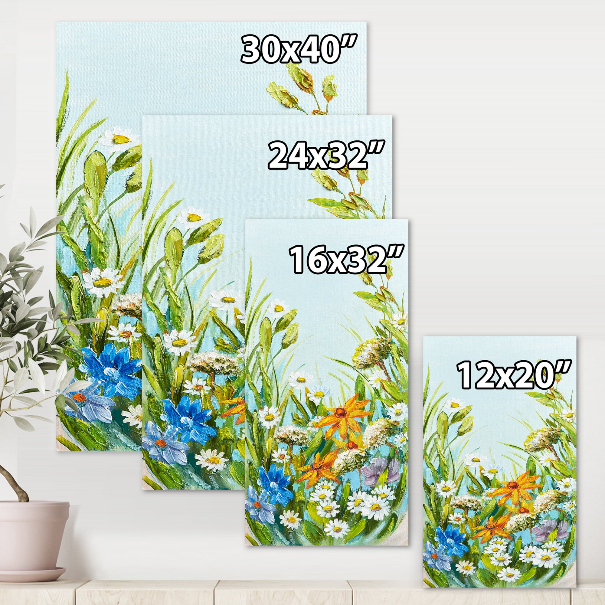 Designart ' Still Life Of Colorful Wildflowers With Leaves II ' Traditional Canvas Wall Art Print